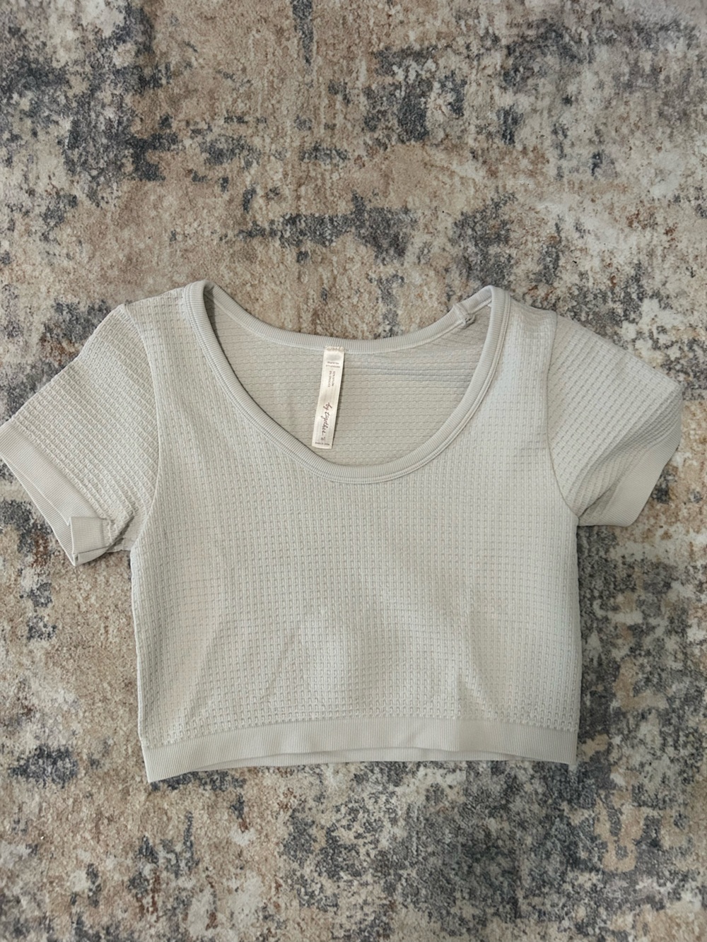 By Together Sage Waffle Short Sleeve Scoop Neck Tee